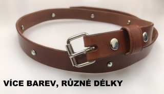 Kožený DÁMSKÝ opasek 2 cm mahagon klasický - duhová ozdoba