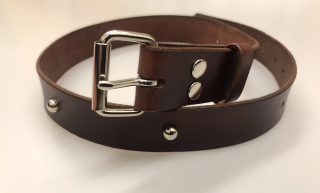 Kožený DÁMSKÝ opasek 3 cm koňak klasický - ozdoba pecka