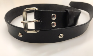 Kožený DÁMSKÝ opasek 3 cm černý  klasický - ozdoba hrot