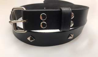 Kožený DÁMSKÝ opasek 3 cm černý klasický - pyramida