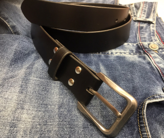 Kožený černý opasek 4 cm - Klasik