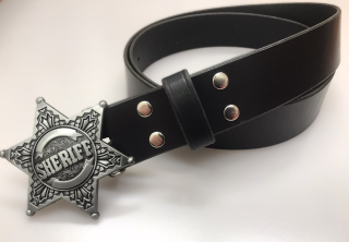 Kožený PÁNSKÝ černý opasek 4 cm - Sheriff