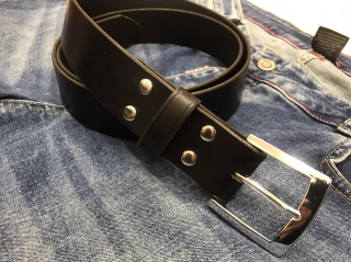 Kožený černý opasek 4 cm - Elegant