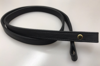 Kožený popruh černý "LAHTON" zakončený na šroubovací nýt