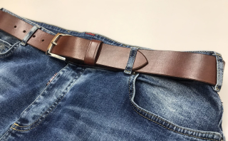 Kožený opasek 4 cm koňak - Elegant
