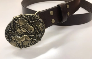 Kožený opasek 4 cm - Horses