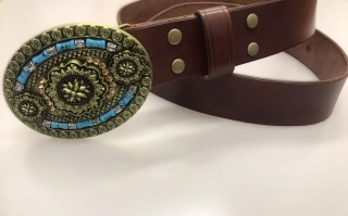 Kožený opasek 4 cm - Vintage Floral