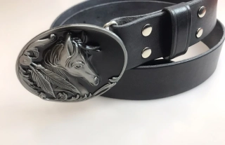 Kožený opasek 4 cm - Kůň