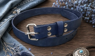 Kožený opasek 3 cm patina jeans modrý