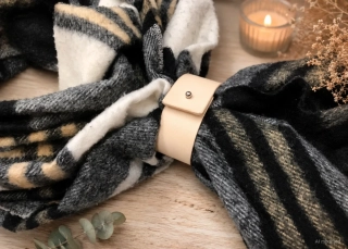 Kožená spona na šátek, šálu Classic 2 cm